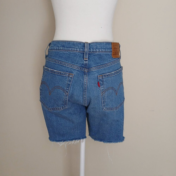 Levi's Wedgie Stretch Denim Shorts Distressed Blue Size 28 - Picture 5 of 6